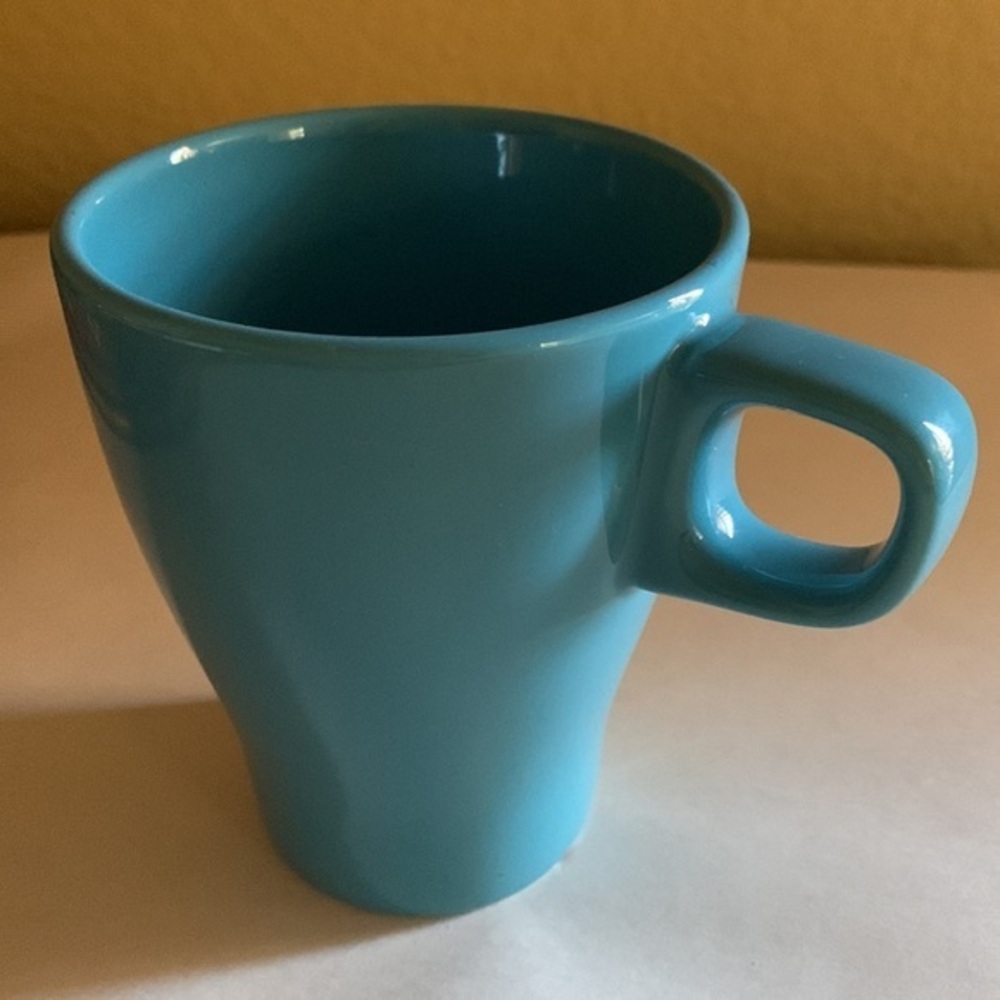4” blue Ikea coffee cup tea glass mug new